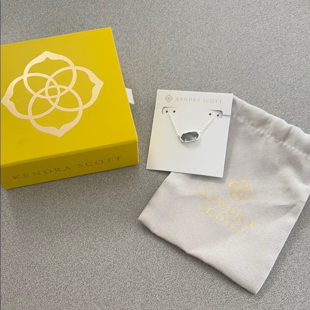 Kendra Scott Silver Necklace with Dark Stone